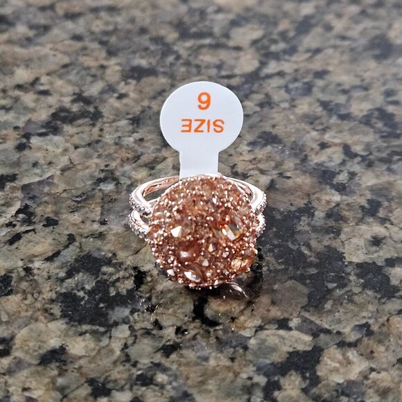 Bomb Party RBP8387 "Statement Moment" Dark Smokey Topaz Cubic Zirconia Sz 6 - Picture 2 of 5